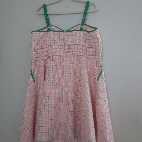New! Unique Vintage Pink Plaid Dress - Picture 9 of 12
